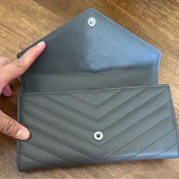 SOLD Yves Saint Laurent Gray Leather Clutch - Picture 10 of 14